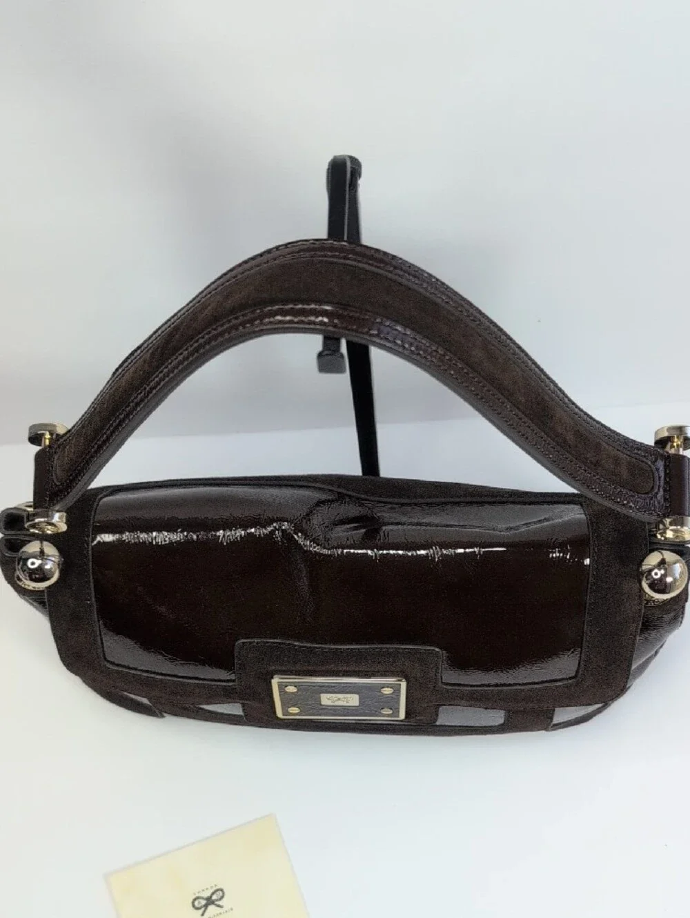 Anya Hindmarch Dark Brown Patent Leather And Suede Shoulder Bag - Picture 4 of 16